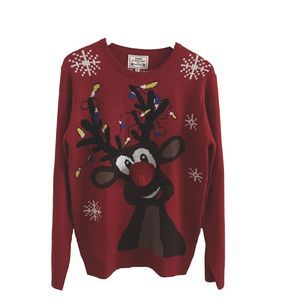 Daisys Boutique Rudolph the Red Reindeer Ugly Merry Christmas Sweater Size XL